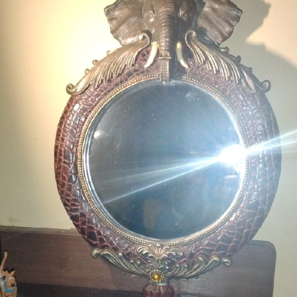Elephant Design Brown Wall Mirror